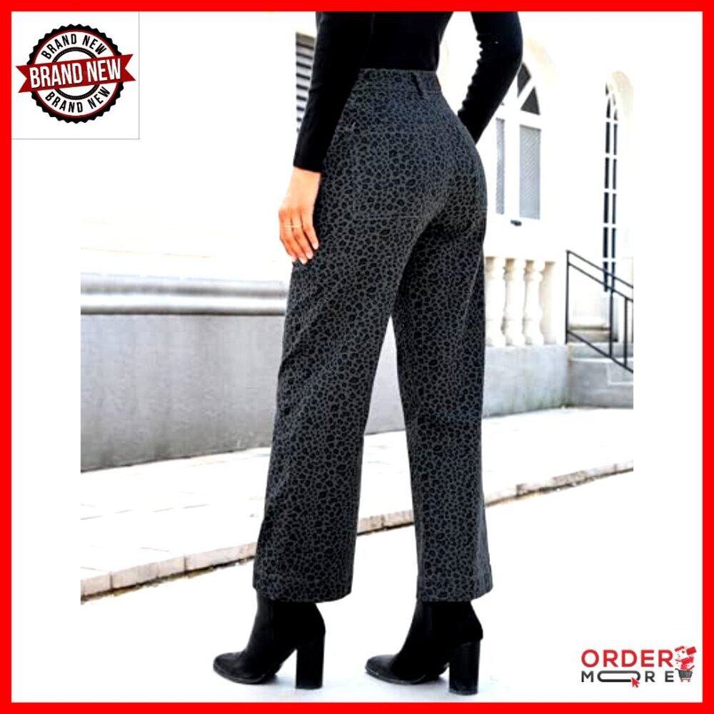 High Waisted Wide Leg Jeans Stretchy Denim Ankle Length with Pockets - Picture 6 of 7